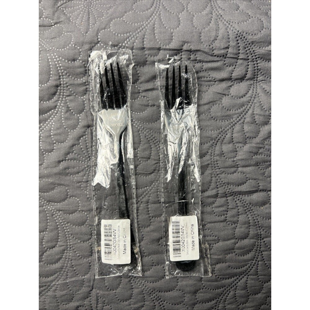 Tumkun 2pc Love You More - Wedding, Anniversary Personalized Table Forks Black